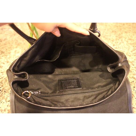 Coach F 10913 Soho Black Genuine Leather Flap Buckle Satchel Handbag (PU110 - Picture 6 of 7